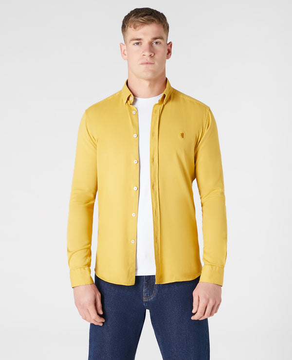 Remus Uomo Slim/Ashton Cotton Casual Shirt - Yellow