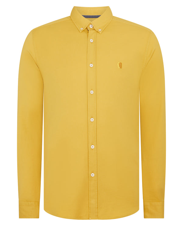 Remus Uomo Slim/Ashton Cotton Casual Shirt - Yellow