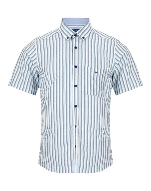 DG's Drifter Regular Ivano Short Sleeve Casual Shirt - Blue & White 14019SS/12