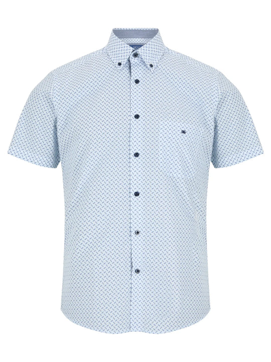DG's Drifter Regular Ivano Short Sleeve Casual Shirt - Blue & White 14126SS/12