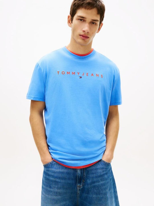 Tommy Jeans Regular Linear Logo Tee -  Blue Twilight [Size XL]