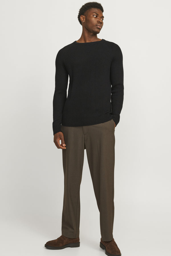 Jack & Jones Pannel Knit Crew Neck - Black