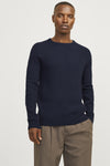 Jack & Jones Pannel Knit Crew Neck - Navy Blazer [Size XL]