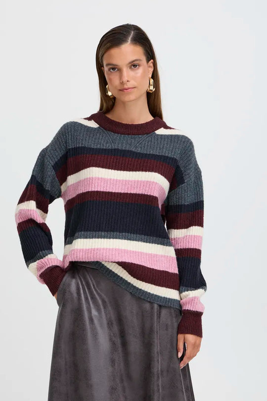 B.young Onema O-Neck Knit - Port Royale Melange Stripe