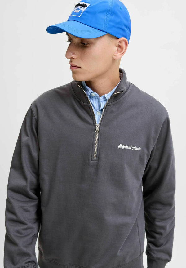 Jack & Jones Rebro Embroidered Sweat High Neck - Asphalt