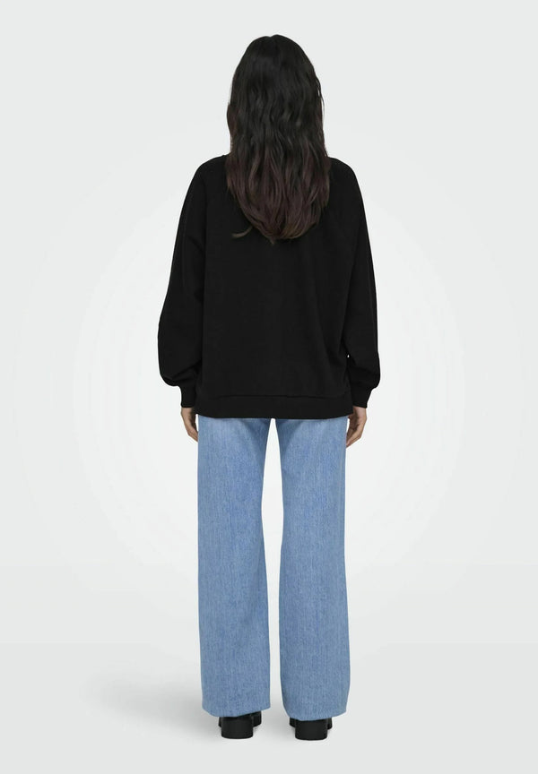 Only Zenna Long Sleeve Oversize Stone Sweater - Black/Black Rhinestones