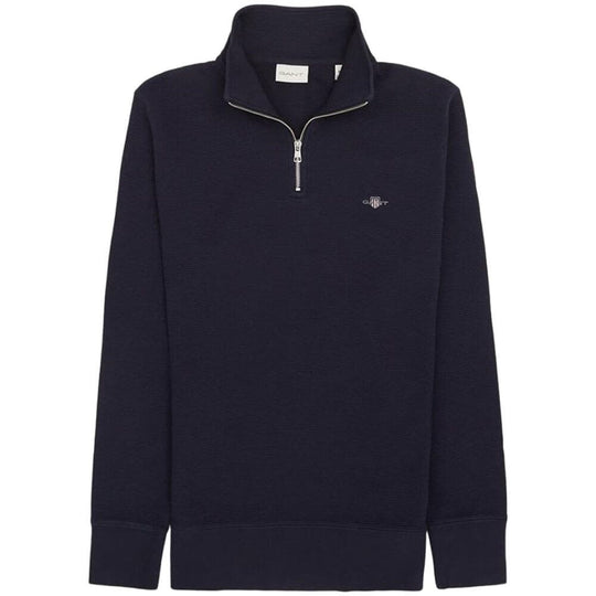 Gant Texture Half Zip - Evening Blue