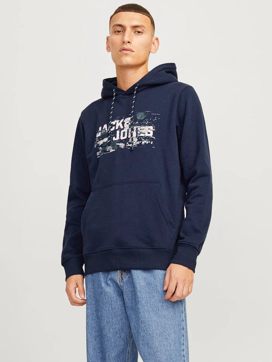Jack & Jones Outdoor Logo Sweat Hood - Navy Blazer