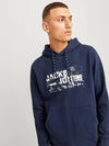 Jack & Jones Outdoor Logo Sweat Hood - Navy Blazer