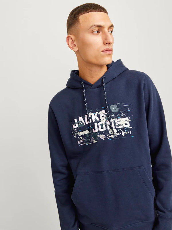 Jack & Jones Outdoor Logo Sweat Hood - Navy Blazer