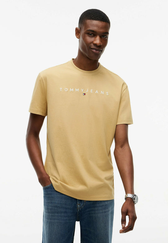 Tommy Jeans Reg Linear Logo Tee - Sandy Beige