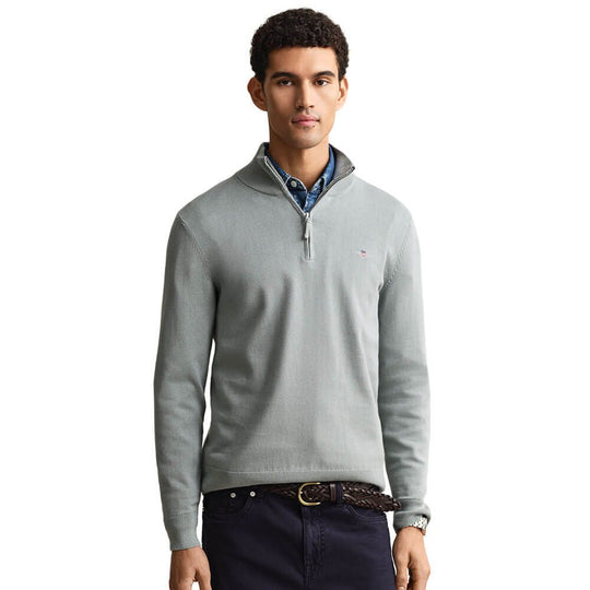 Gant Classic Cotton Half Zip - Ceramic Grey