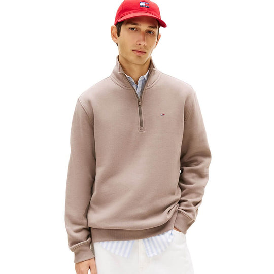 Tommy Jeans Regular Fleece 1/4 Zip - Ivy Mink