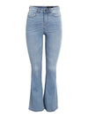 Noisy May Sallie High Waist Flare Jeans - Light Blue Denim