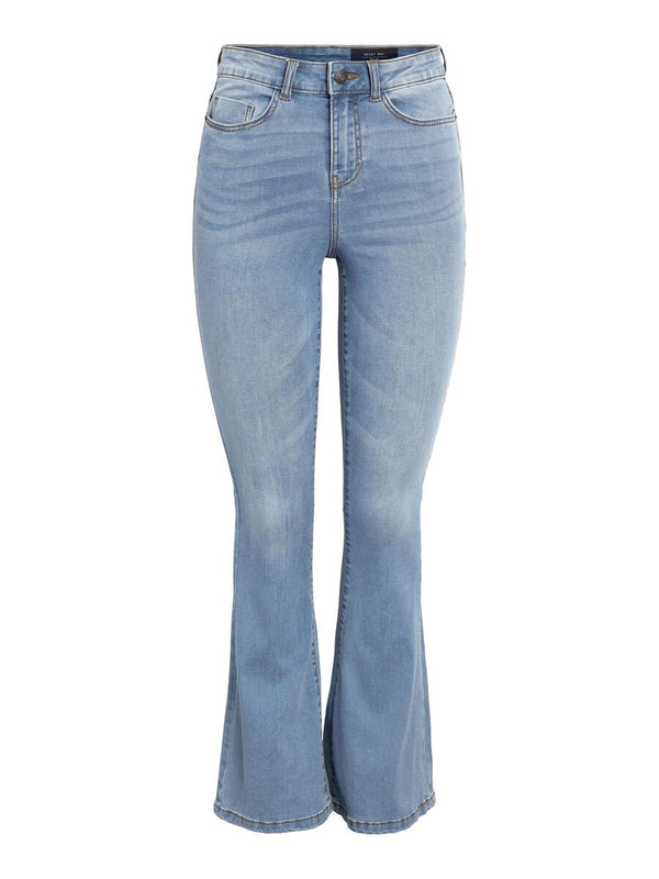 Noisy May Sallie High Waist Flare Jeans - Light Blue Denim
