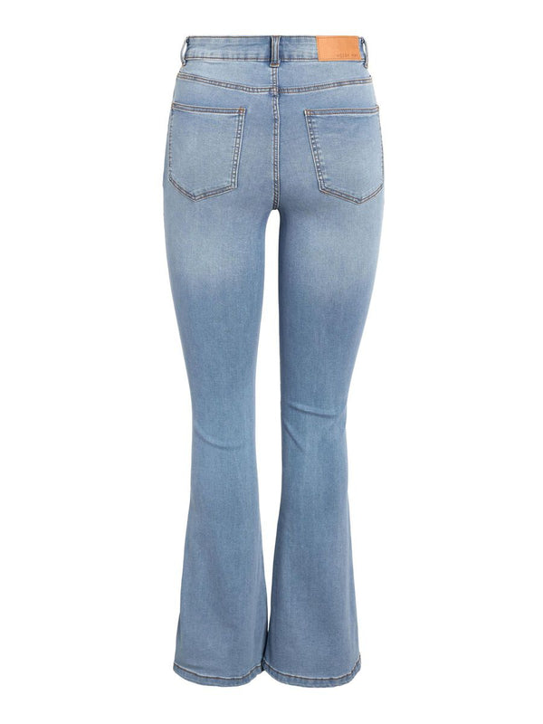 Noisy May Sallie High Waist Flare Jeans - Light Blue Denim