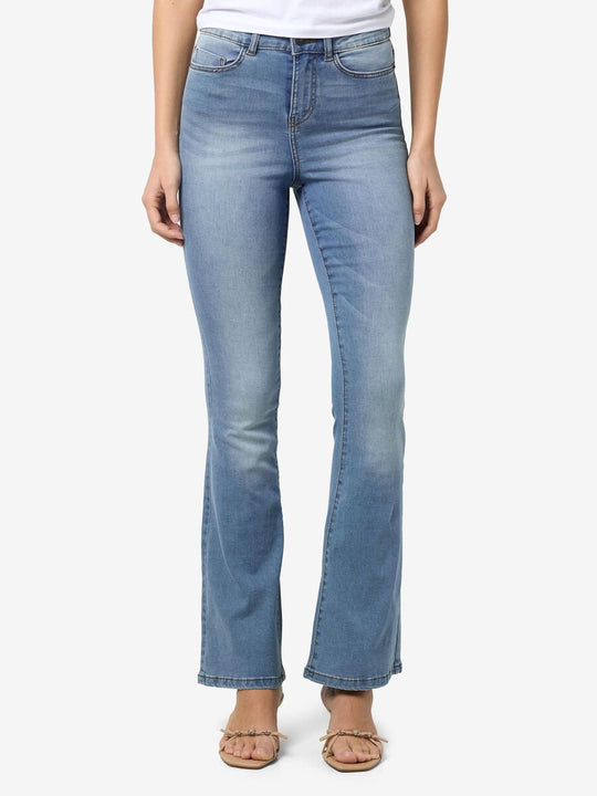 Noisy May Sallie High Waist Flare Jeans - Light Blue Denim