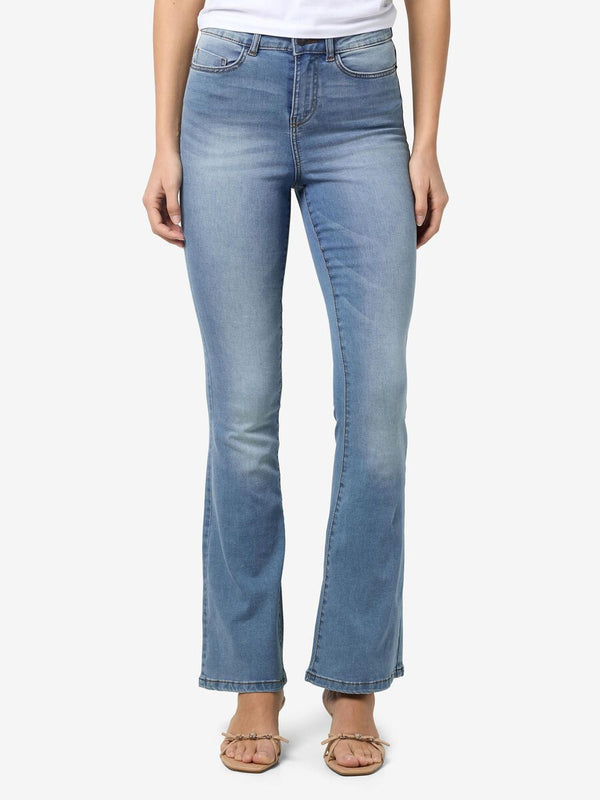 Noisy May Sallie High Waist Flare Jeans - Light Blue Denim