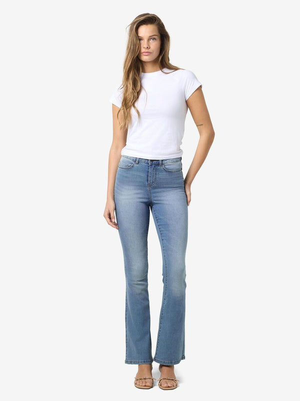 Noisy May Sallie High Waist Flare Jeans - Light Blue Denim
