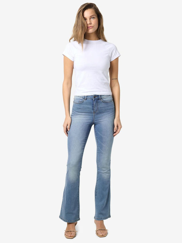 Noisy May Sallie High Waist Flare Jeans - Light Blue Denim