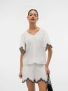 Vero Moda Diana 2/4 V-Neck Top - Snow White