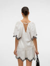 Vero Moda Diana 2/4 V-Neck Top - Snow White