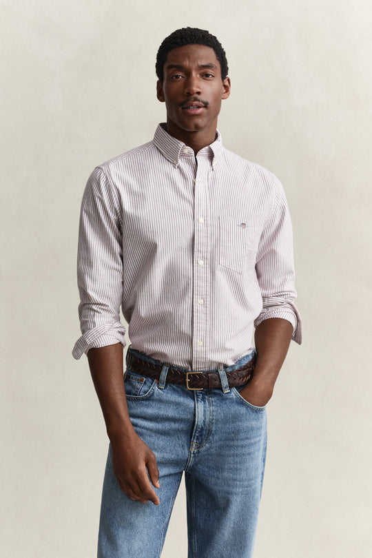 Gant Regular Classic Oxford Stripe Shirt - Deep Grape Wine