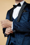 Marc Darcy Simon Velvet Blazer - Navy