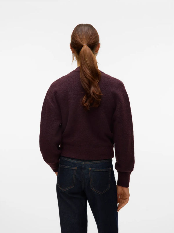 Vero Moda Hanna Long Sleeve O-Neck Zipper Cardigan - Winetasting