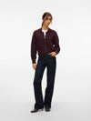 Vero Moda Hanna Long Sleeve O-Neck Zipper Cardigan - Winetasting