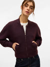 Vero Moda Hanna Long Sleeve O-Neck Zipper Cardigan - Winetasting