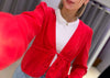 Pieces Sastina Long Sleeve V Neck Top - Lollipop