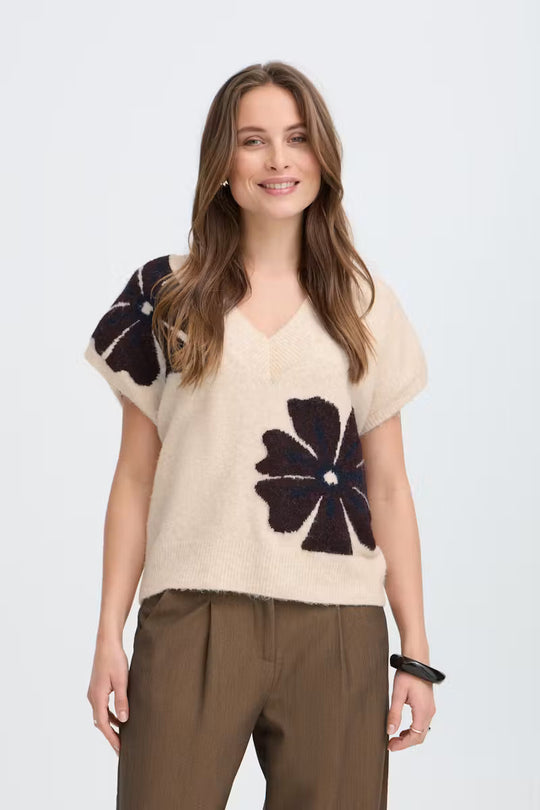 B.Young Omea V-Neck Slipover - Fig Melange/Flower