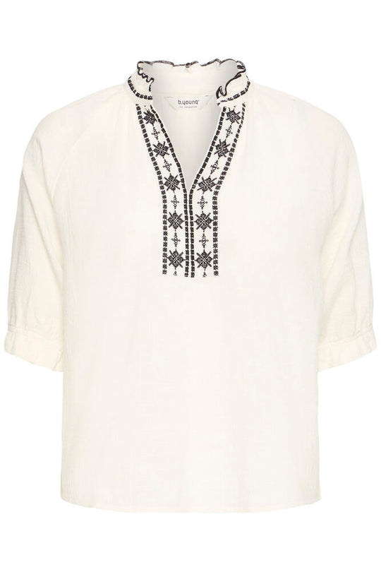 B.Young Junian Short Sleeve Blouse - Marshmallow