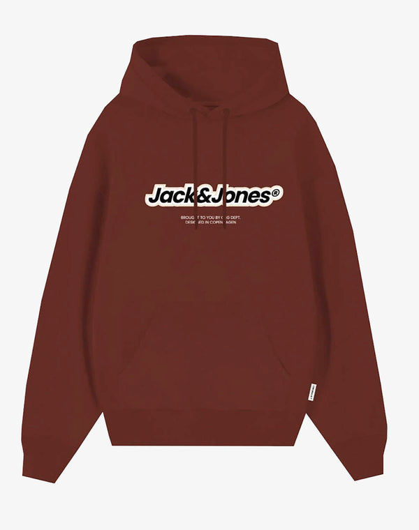 Jack & Jones Vesterbro Newton Branding Sweat Hood - Brandy Brown [Size L]