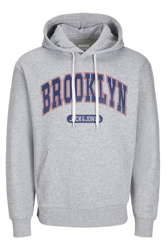 Jack & Jones Bradley Varsity Sweat Hood - Light Grey Melange