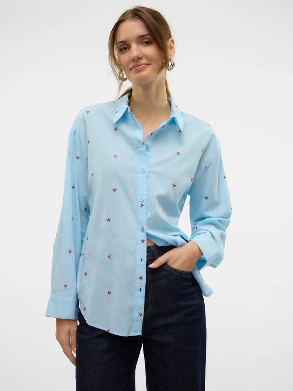 Vero Moda ODona Long Sleeve Shirt - Cherry