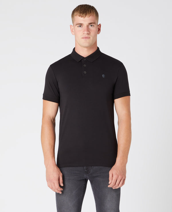 Remus Uomo Short Sleeve 3 Button Polo Shirt - Black [ XL ]