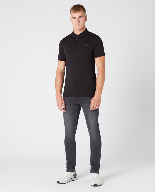 Remus Uomo Short Sleeve 3 Button Polo Shirt - Black [ XL ]