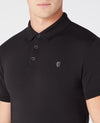 Remus Uomo Short Sleeve 3 Button Polo Shirt - Black [ XL ]