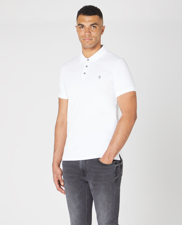 Remus Uomo Short Sleeve 3 Button Polo Shirt - White [ XL ]