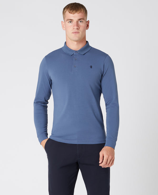 Remus Uomo Long Sleeve Polo Shirt - Air Force Blue 53123A/25