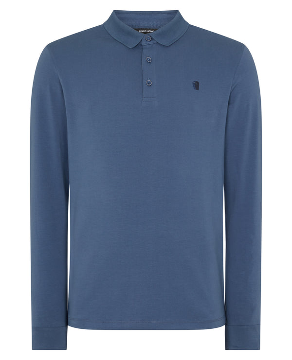 Remus Uomo Long Sleeve Polo Shirt - Air Force Blue 53123A/25