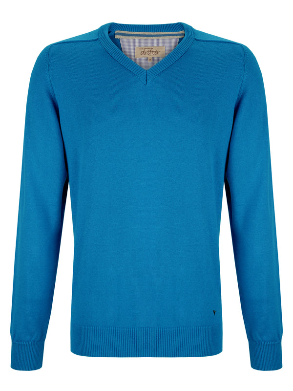 Daniel Grahame Drifter V-Neck Sweater - Blue