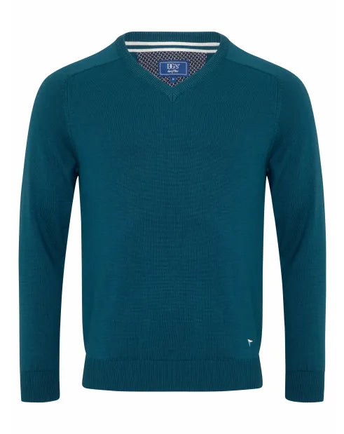 DG's Drifter Long Sleeve V-Neck Sweater - Blue Teal 55599/268