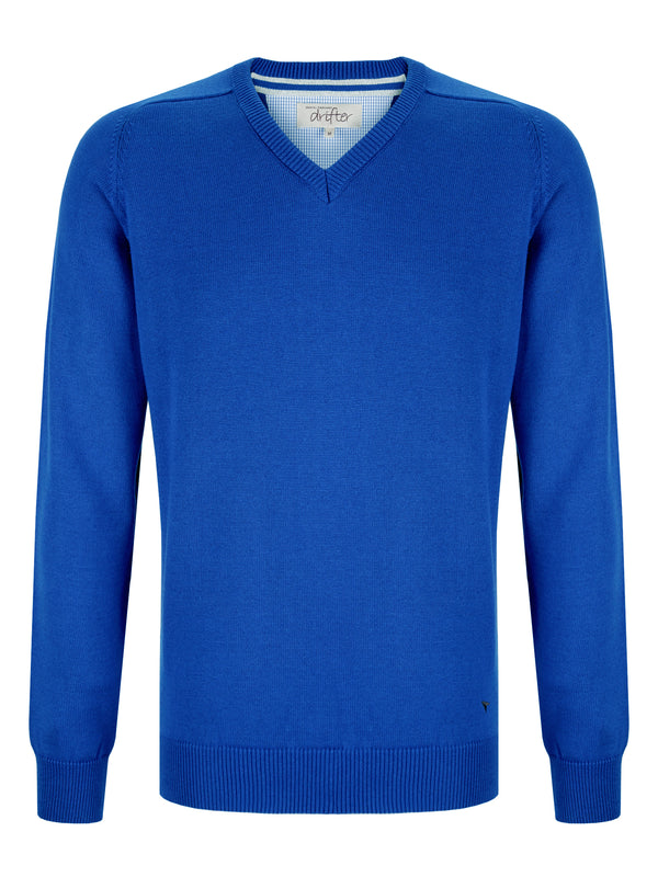 Daniel Grahame Drifter V-Neck Sweater - Royal