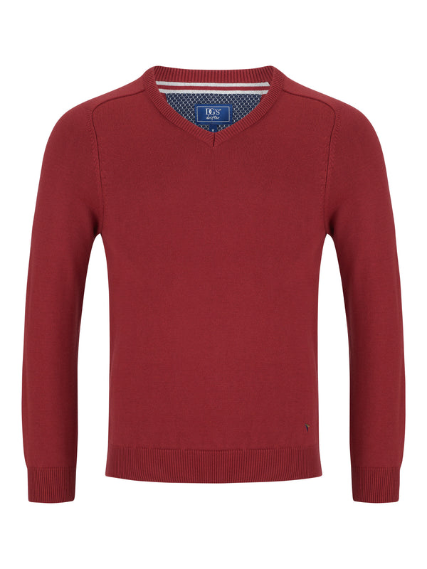 Daniel Grahame Drifter V-Neck Sweater - Red Pepper