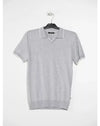 Remus Uomo Short Sleeve Open Collar Polo - Silver Grey