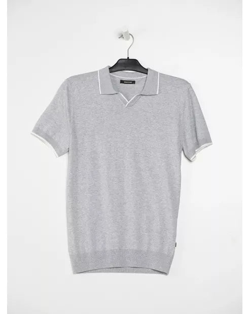 Remus Uomo Short Sleeve Open Collar Polo - Silver Grey