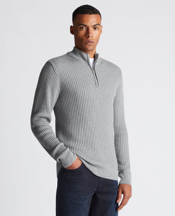 Remus Uomo Half Zip Sweater - Light Grey 58674/03 (Size XXL)